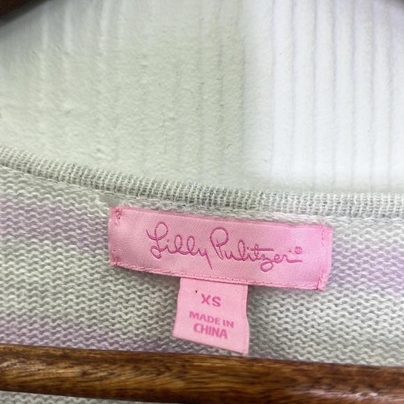 Lilly Pulitzer - Stasia Heathered Lilac And Gray Striped Verbena Sweater Size XS - Picture 8 of 11